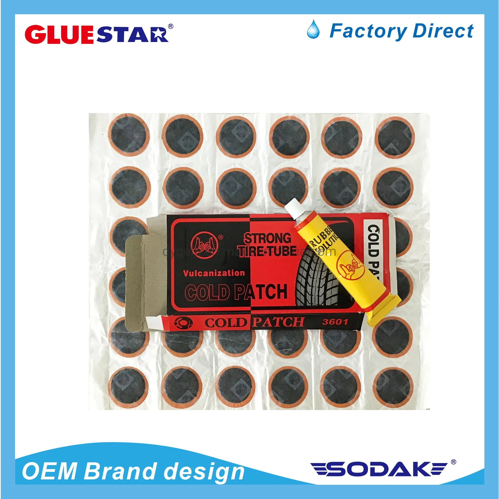 Bicycle Tire Inner Tube Patch RS4801 25mm Round Patches + 20cc Glue 48PCS/Box, 200box/Carton