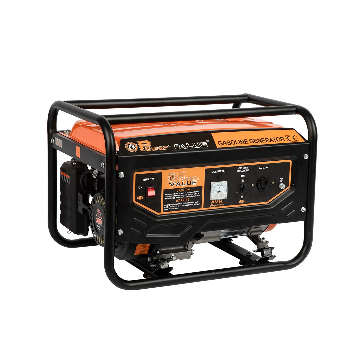 2kVA 220V Single Phase Portable 6.5HP Gasoline Powered Generator Set Air Cooled Engine