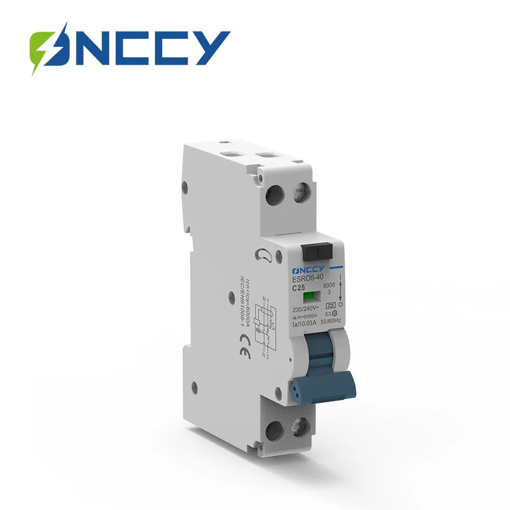 DIN Rail Fn 60715 (35mm) Esro3-40 RCBO Residual Current AC Breaker with Overcurrent Protection 1p +N