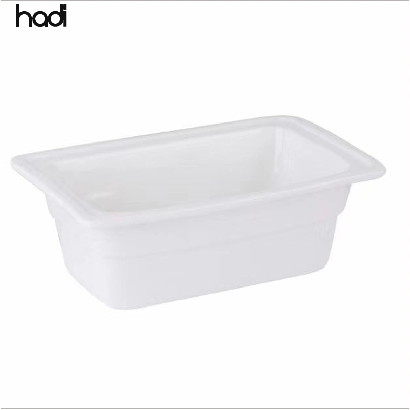 Hadi High quality/High cost performance  Commercial Food Warmer Buffet Pans Full Size White Modern Gn Economic Gastron Gn Pan Porcelain Ceramic Buffet Food Pan