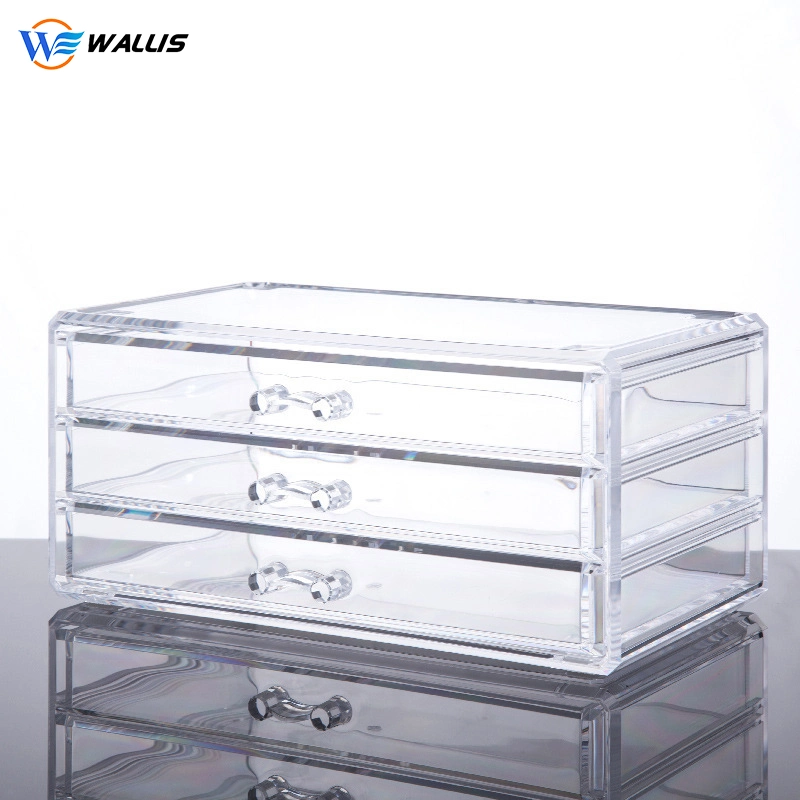 Transparent Drawer Type Acrylic Injection Box Wholesale/Supplier Custom 3-Layer Desktop Storage Box