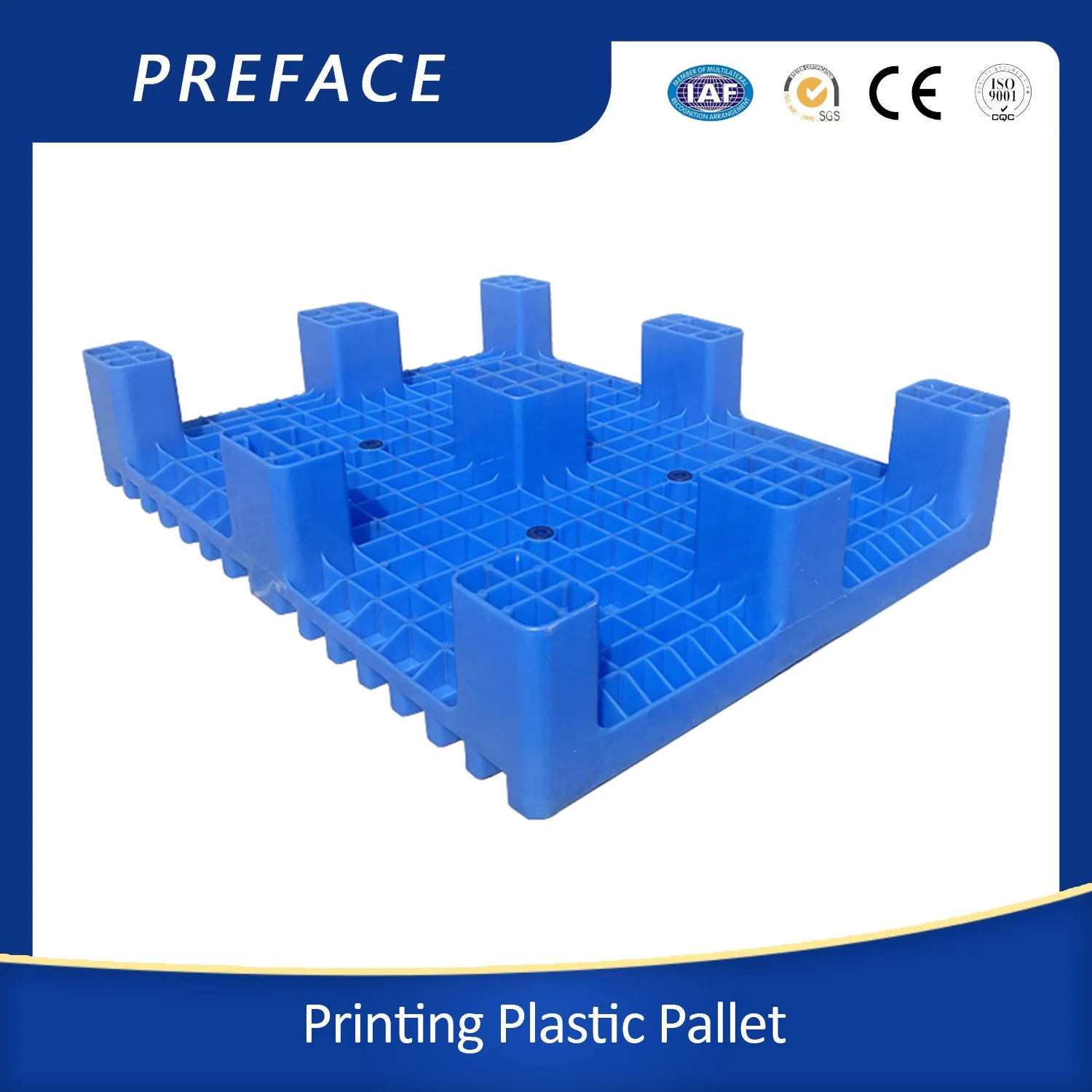 800*650*140mm Flat Top HDPE Nonstop Printing Plastic Pallet for Printing Machine Paper Stacking