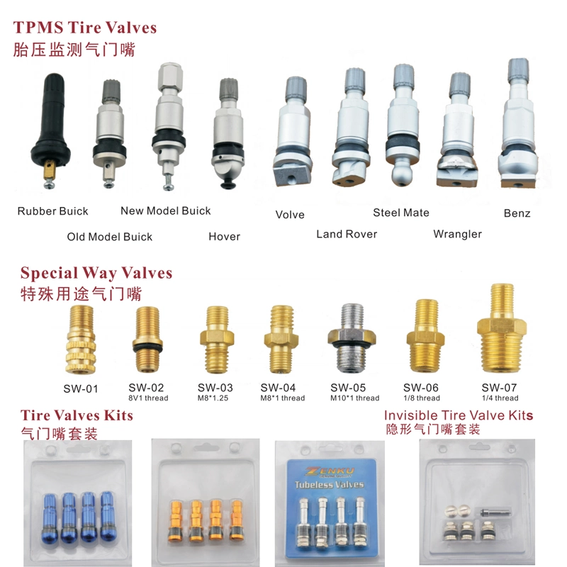 Fabrik der Gummilegierung Messing Gummi TPMS Stem Tubeless Reifen Ventil mit Snap-in und Clamp-in für LKW-Bus Motorräder Roller Reifen