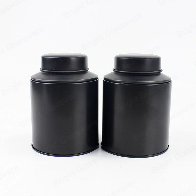 Customize Design Matte Black 1.5L Tin Metal Containers with Lids