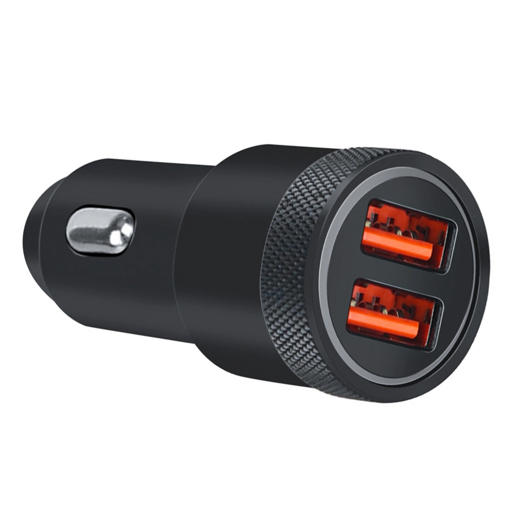 Dos puertos USB Cargador de coche de aleación de aluminio Shell 3.1A QC3.0+USB-C de carga rápida de cargador de coche para 12-24V Modelo de coche