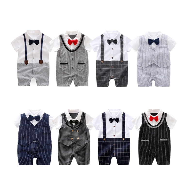 Wholesale Gentalman Style Short Sleeve for Summer Comfortable Pajama Fashion Clothes Baby Boys Romper