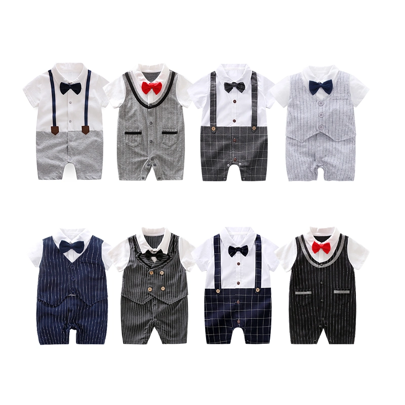 Wholesale/Supplier Gentalman Style Short Sleeve for Summer Comfortable Pajama Fashion Clothes Baby Boys Romper