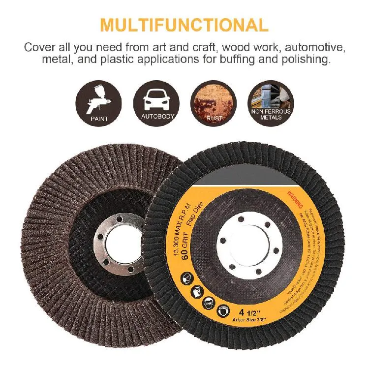 Grit 60 100mm*16mm Aluminum Oxide Coated Flexible Abrasive Flap Disc for Aluminum Copper Stainless Steel