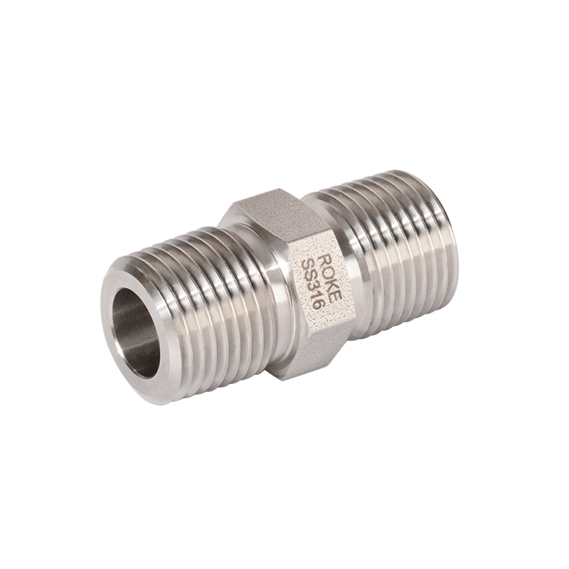 Stainless Steel High Pressure Forged Pipe Fittings NPT/BSPT Male Thread Connectors Hex Nipple