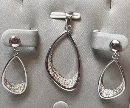 Sterling Silver Fashion Earring Pendant Jewelry Set