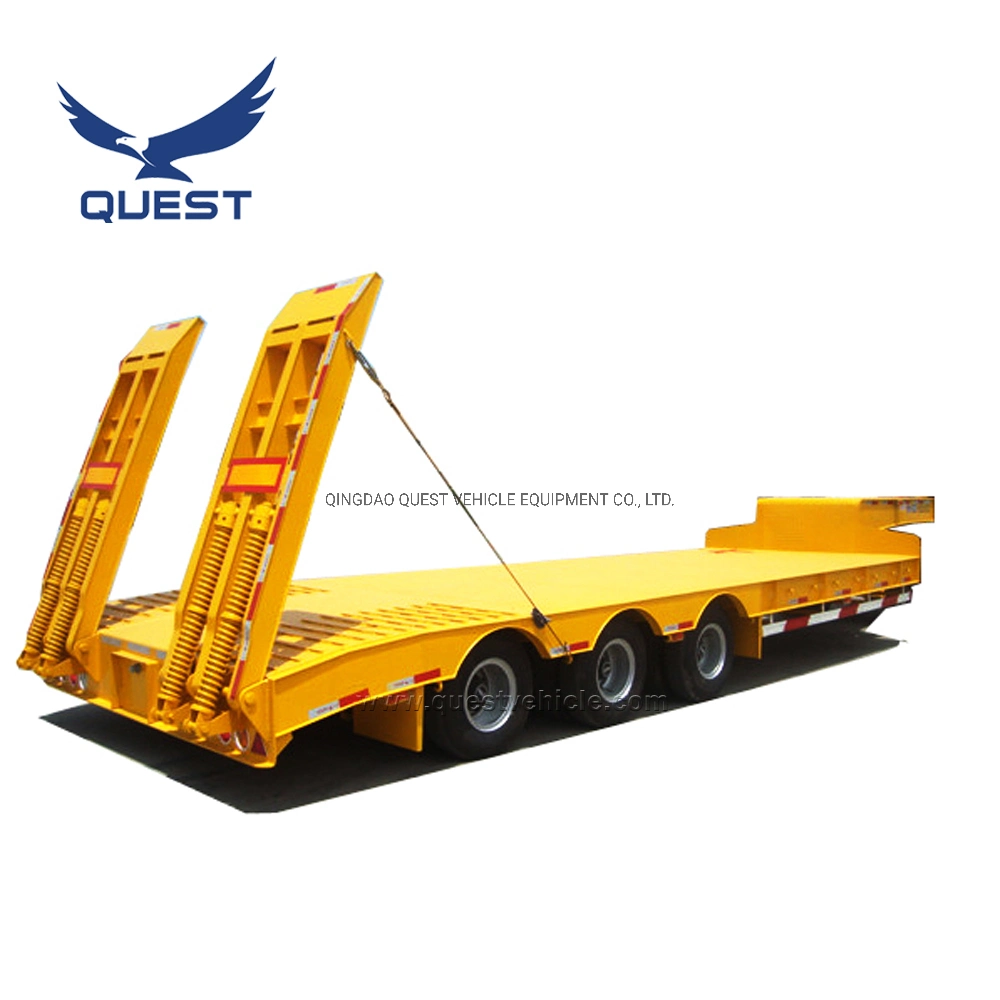3 Axle 60tons 80t Bulldozer Transport Low Bed Truck Trailer Low Loader for Sale