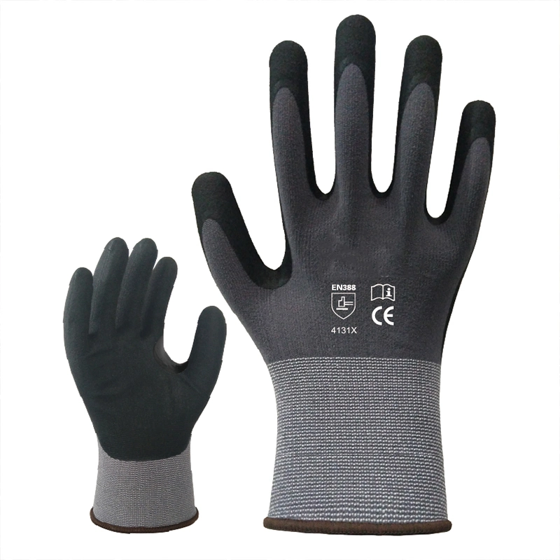 Certificated Screen Touchable Safety Work Gloves Microfoam Nitrile Coated Mechanic Gloves