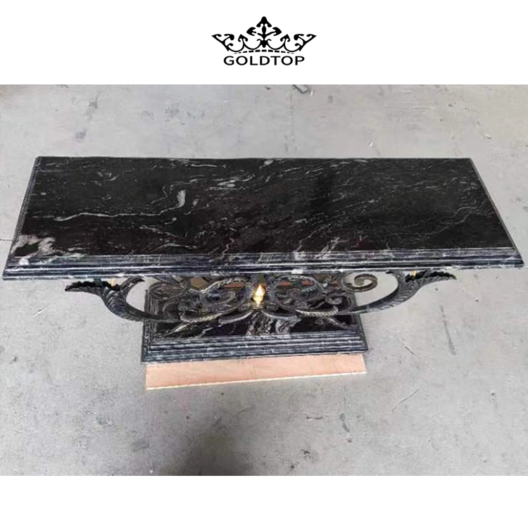 The High Grade Natural Stone Polished/ Honed Surface Bathroom/Kitchen /Living Room Countertop Black and Gold Vein Titanuum Satin Granite for Home