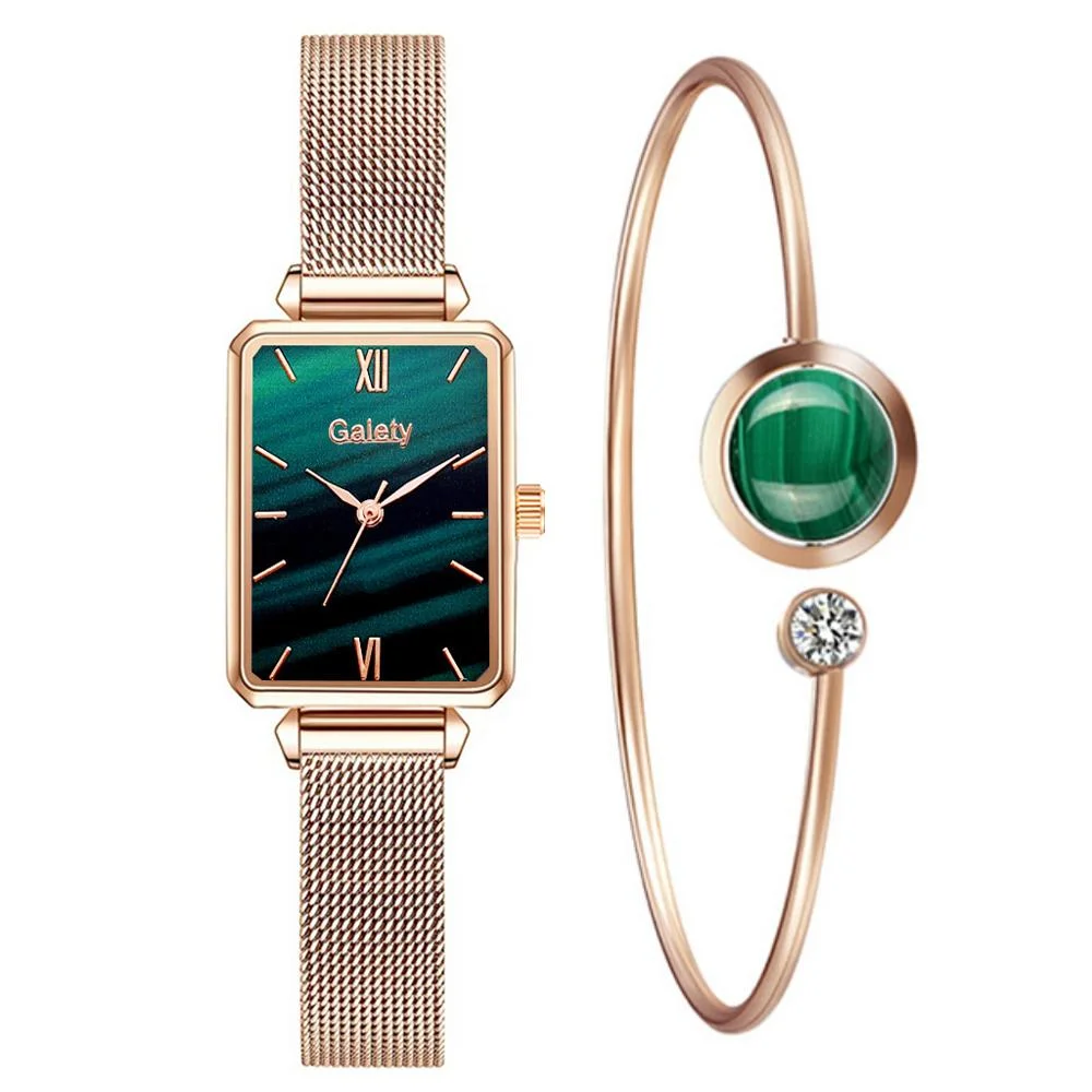 Green Diamond Luxury Women Quartz Watch Creative Ladies Wrist Watch