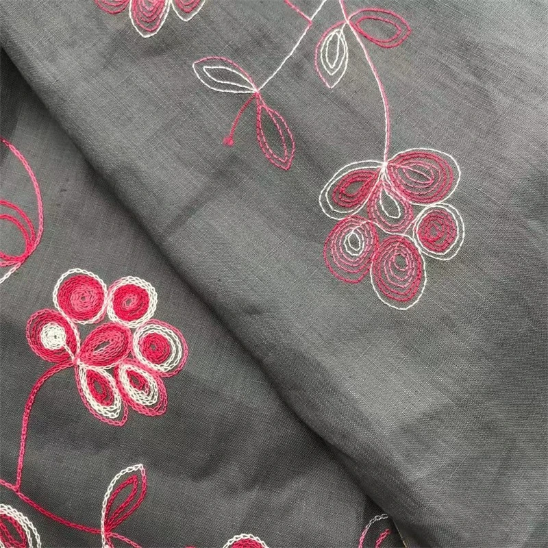 Yigao Textile Woven Embroidery Pure 100 Linen Fabric for Garment/Home Textile