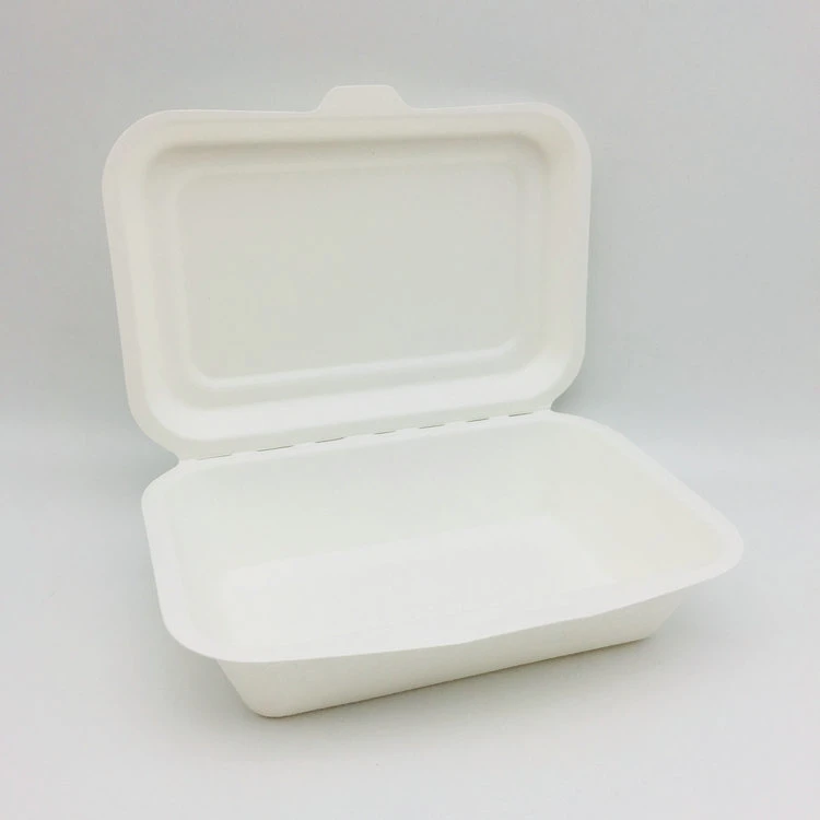 100% Bagasse Pulp Tableware Clamshell Lunch Box Food Container