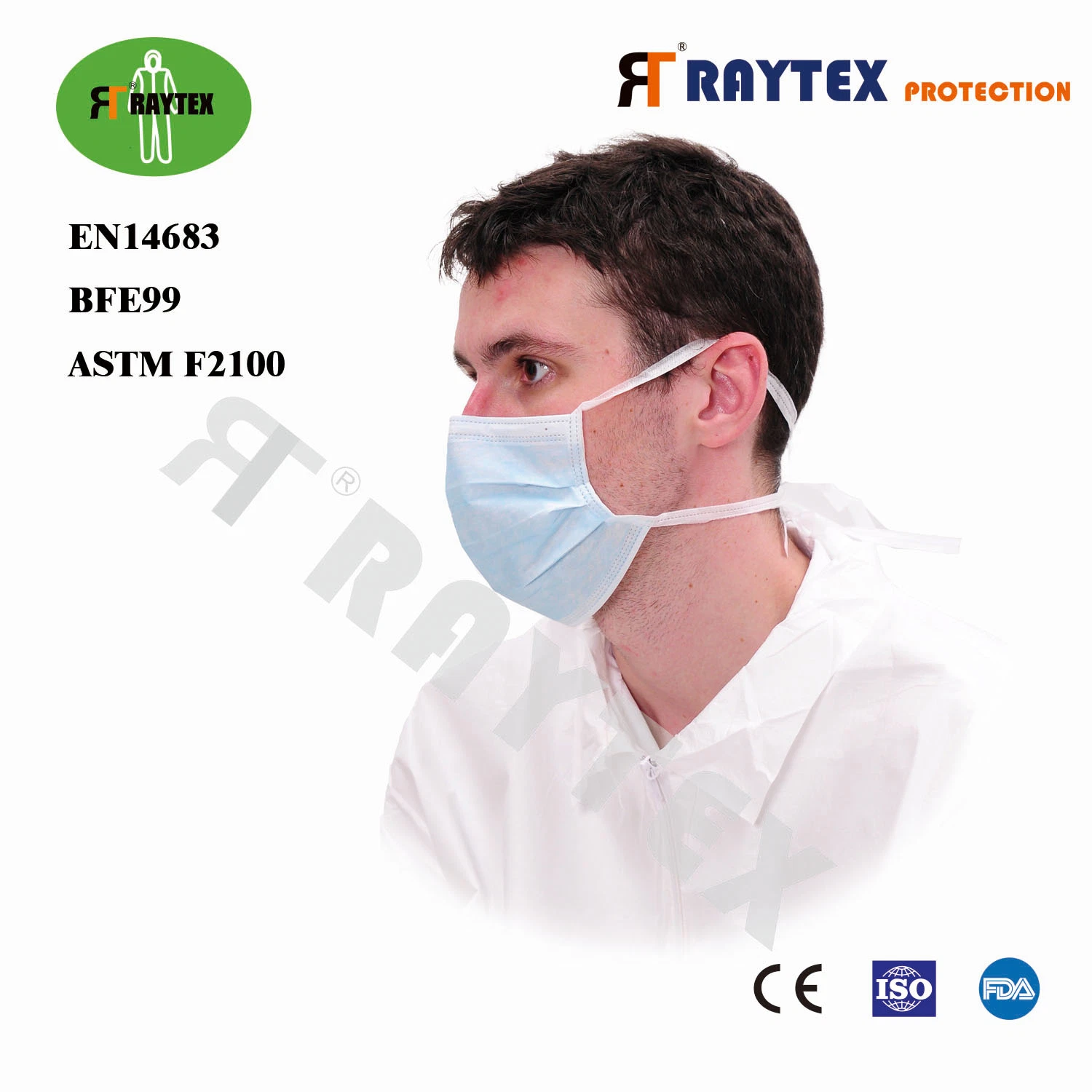 Blue and White Earloop Disposbale PP Nonwoven Anti Virus Face Mask Type II R