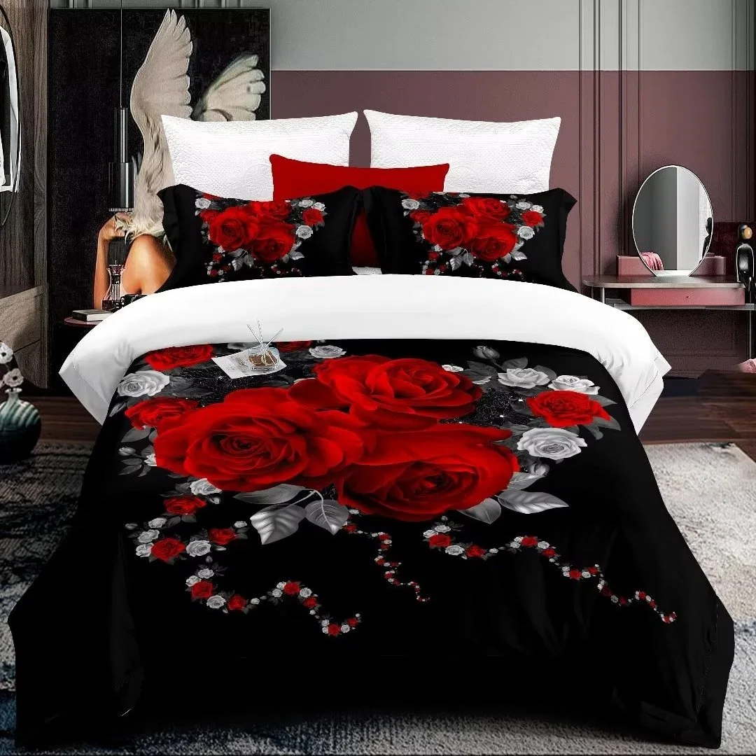 Newest Floral Patterns 3D Printed Bed Flat Sheet Set, King, Queen, Twin Sizes