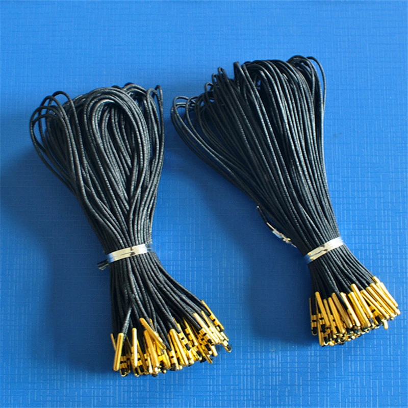 Fashion Wax Cord Black Color Hang Tag String with Brass Tips