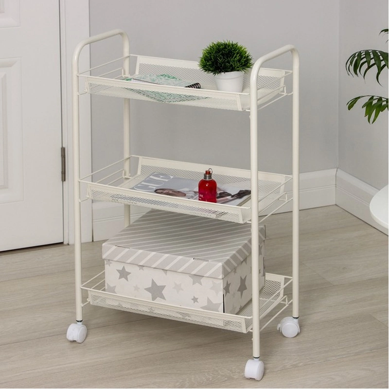 Chrome Plating Line 3-Tier Metal Wheeled Bathroom Hand Carts Trolleys Kitchen Office Mobile Wheeled Bar Carts Trolley Cart