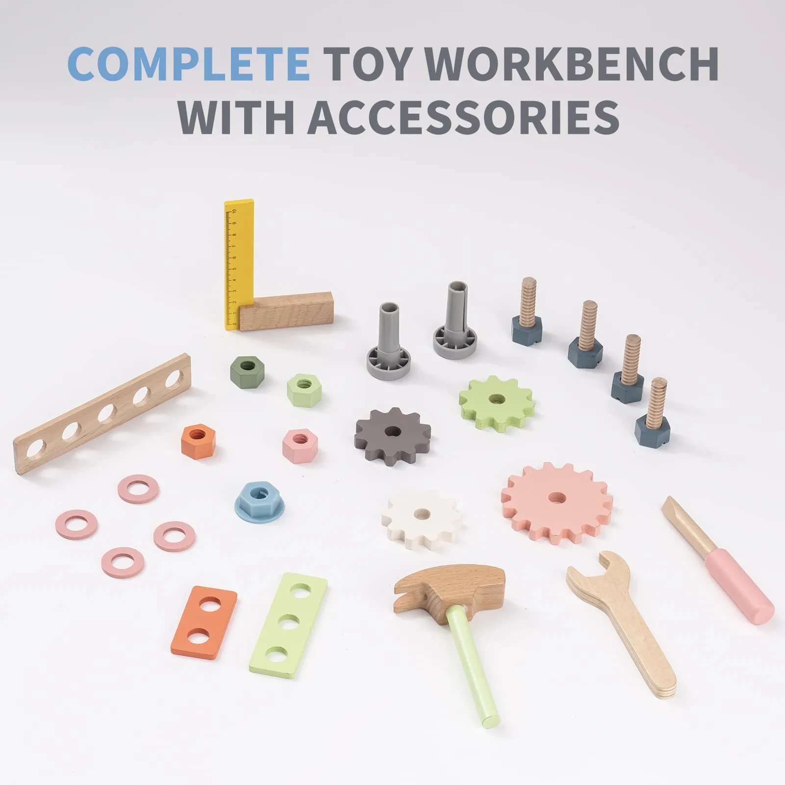 Hot Sale Gift Wooden Play Tool Workbench Construction Toy for Kids Toddlers