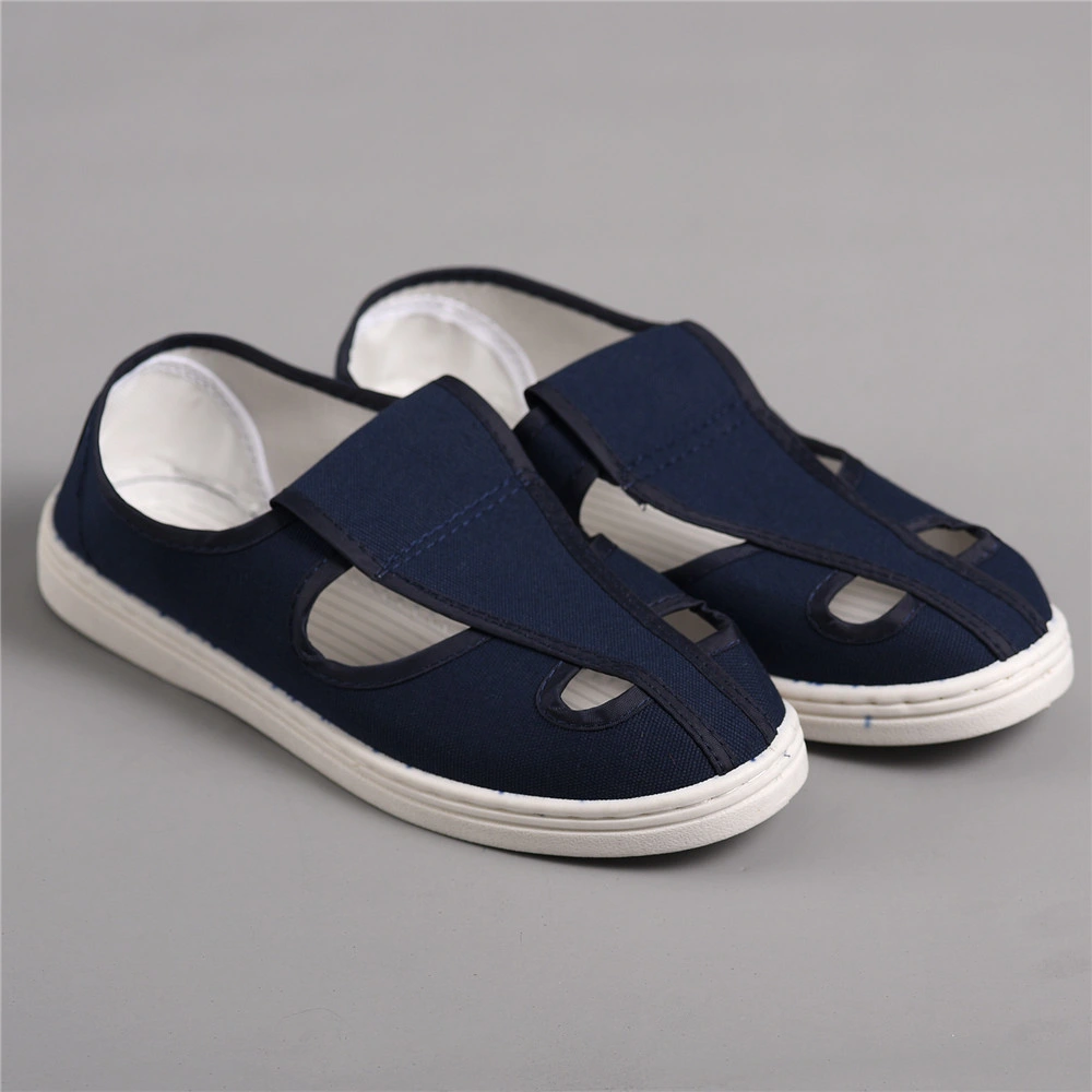 Comfortable PU Sole Canvas/Leather Four Holes ESD Cleanroom Shoes