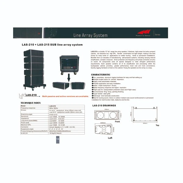 Passive 40Hz 250Hz Dual 15 Inch Rated Power 1000 Watts Italian Neodymium Line Array Subwoofer Speaker