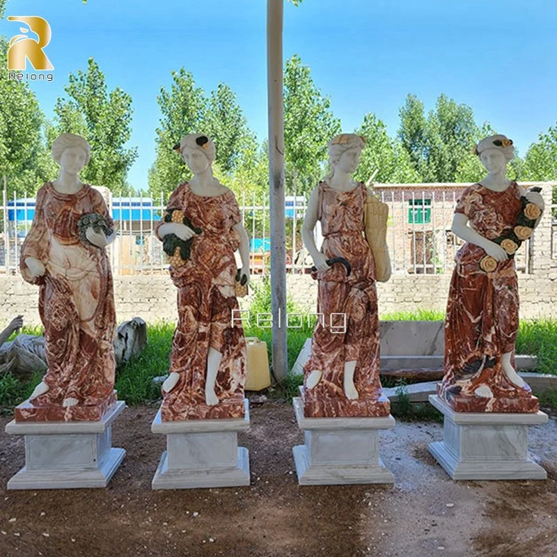 Jardín exterior ornamento Clásico mármol Blanco 4 Temporada Estatua de Dios Escultura