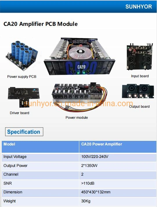 Alta Potência do Amplificador de potência CA20 canais 2 1350W amplificador áudio módulos PCB de peças