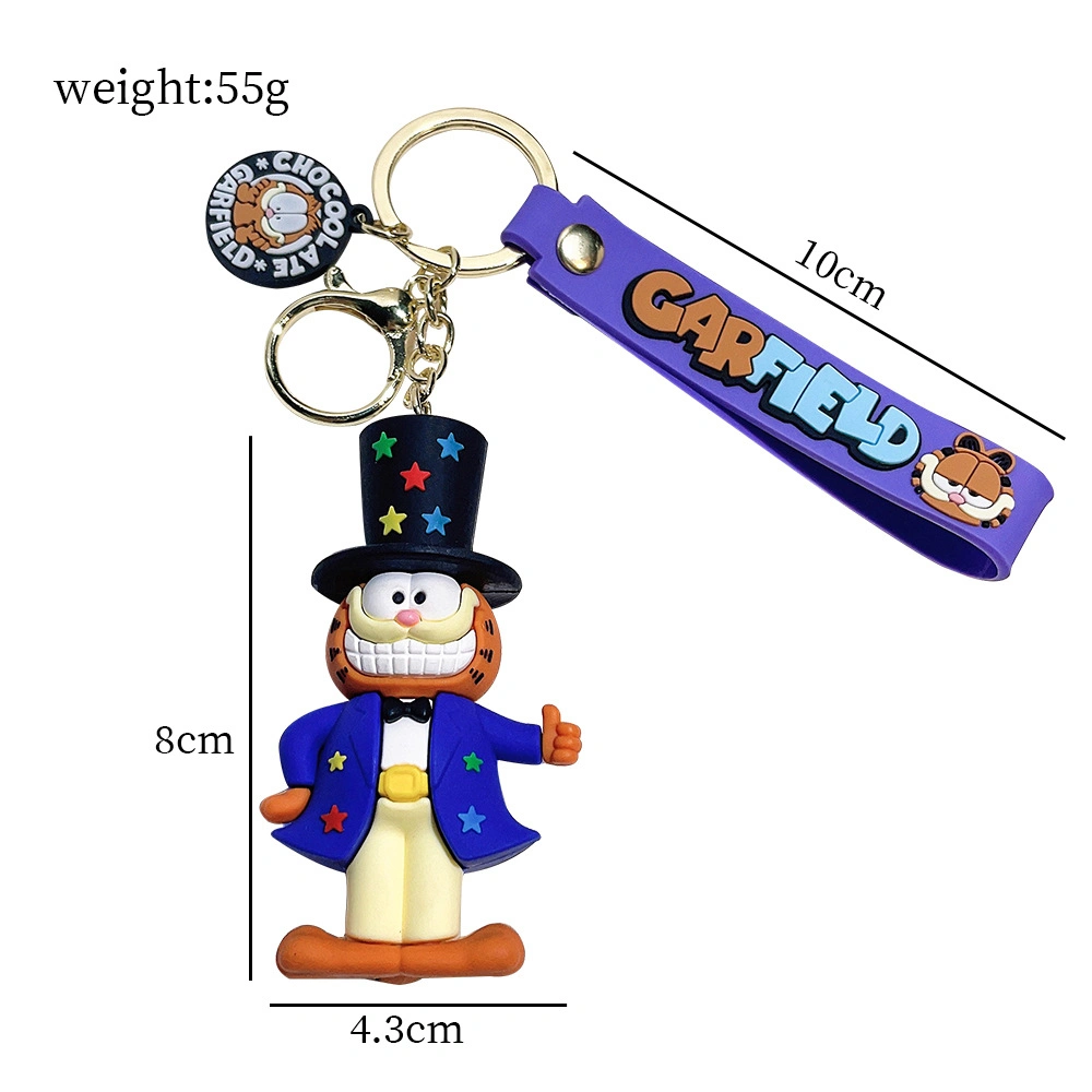 Ruunjoy Film The Garfield Show Keychain Cartoon ANIME Kawaii Colgante Cadena de llaves del coche Bolsa de teléfono Joyería ornamentada para niños Regalos