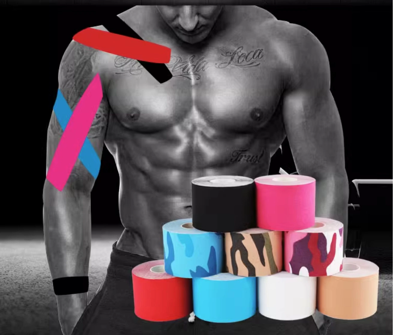 Kinesiology Tape to One of Joints, Helps Support It Like a Rubber Band. This Can Take Some Stress off, Muscle Protection 5cmx5m or I/Y Strip 5cmx25cm CE ISO FDA