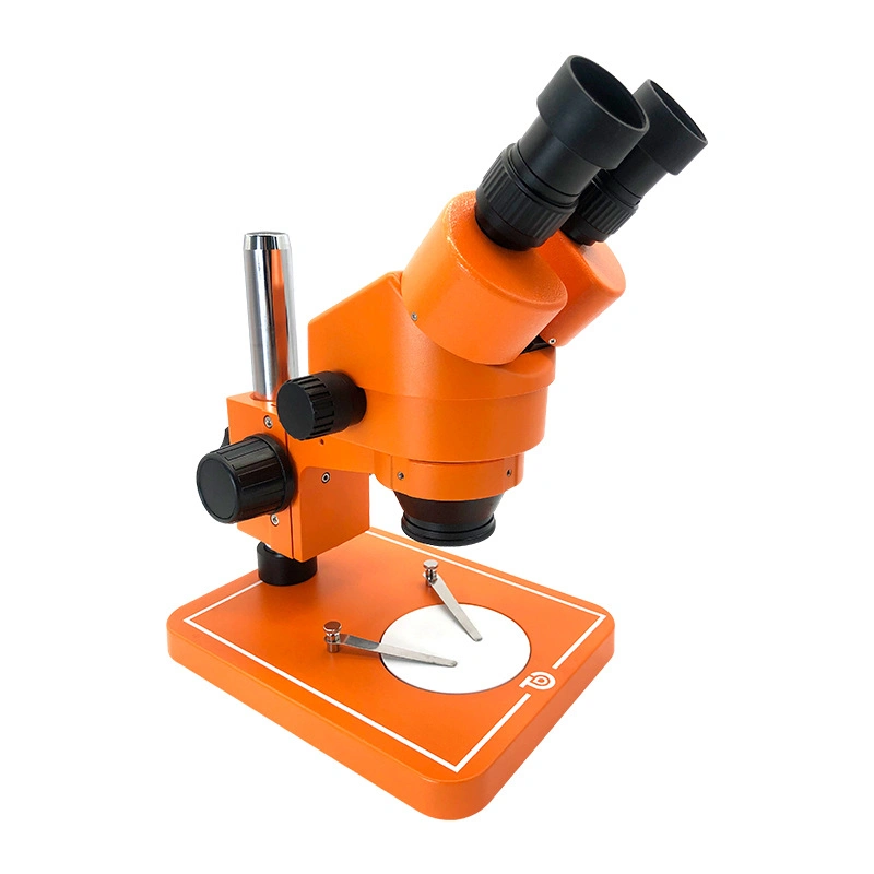 Foreign Trade Specialized Binocular Stereoscopic Microscope, Orange Adjustable, 7-45X Industrial Inspection and Maintenance Measurement Microscope