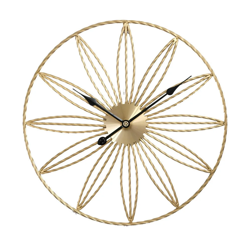 Golden European-Style Retro Iron Circle Digital Clock