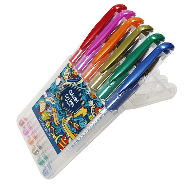 6 bolígrafos de gel en caja de PP