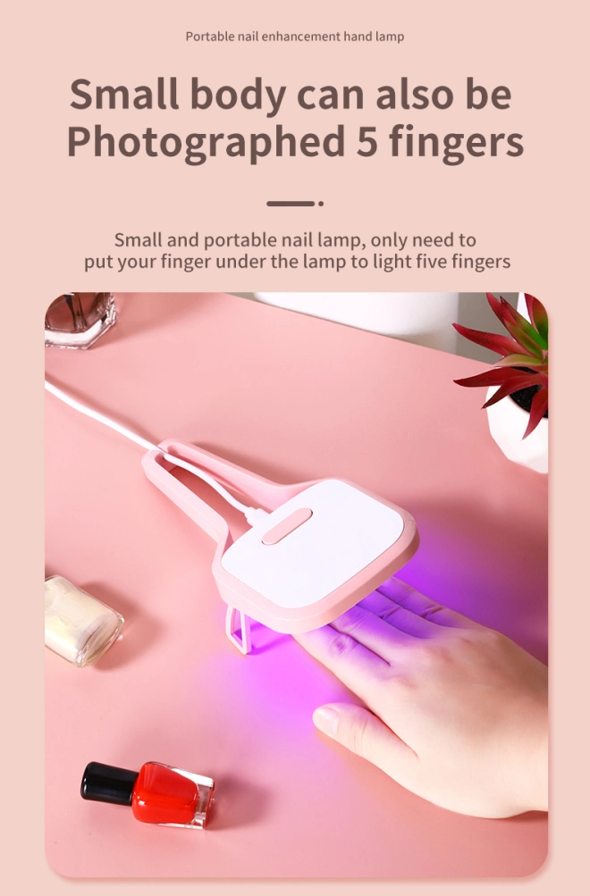 Meixin New 5 Fingers USB Mini Nail Dryer Fast Sun Gel Tips 24W UV LED Nail Lamp with Support Frame