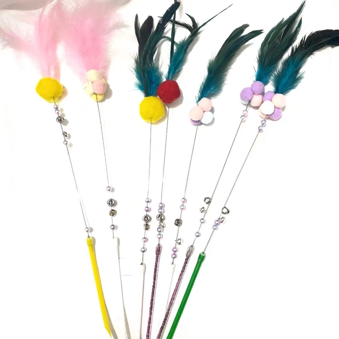 Teleskop Rod Katze Teaser Stick Haustier Pinsel Spielzeug-Set