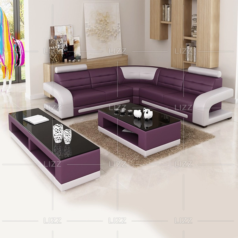 Modern Hotel Office Commercial Furniture L Shape Corner Sofa with Coffee Table and TV Stand