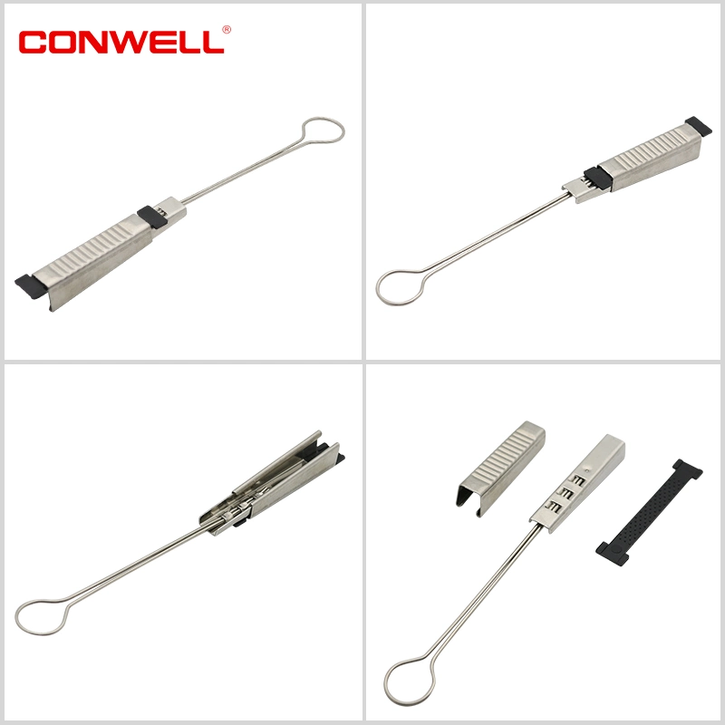 Optical Fiber Cable Drop Wire Clamp FTTH Flat Structure Stainless Steel Smooth Metallic FTTH Accessories