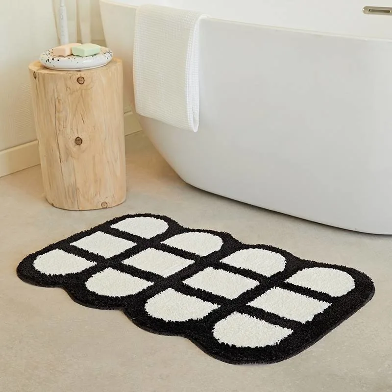 Anti-Slip Soft Quick Dry Custom Plush Tufted Square Bathroom Shaggy Rug Bathmat