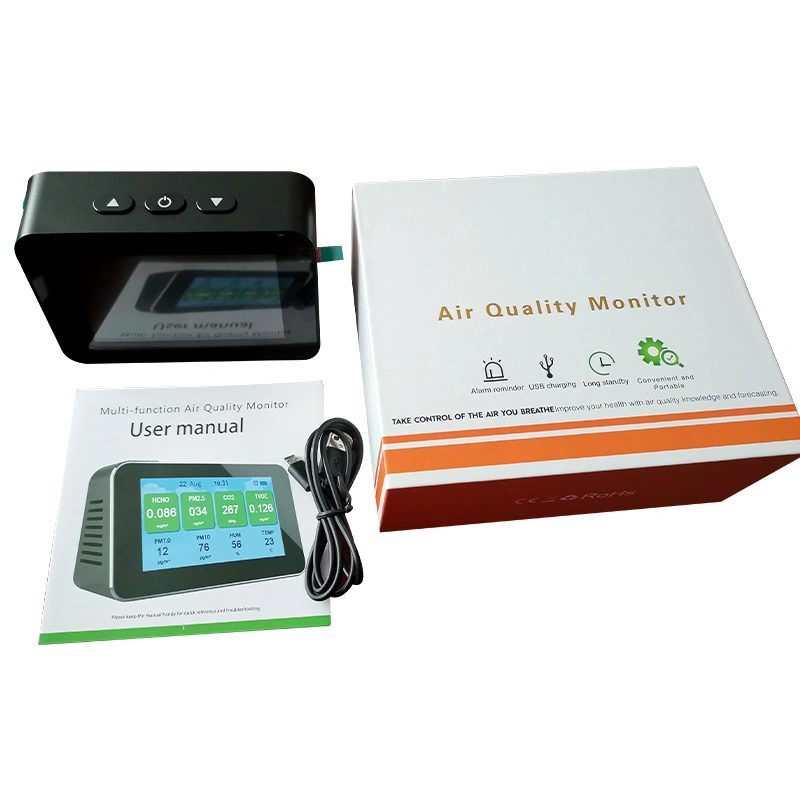 Hot Sale Black Metal Air Quality Detector CO2 Pm2.5 Temperature and Humidity