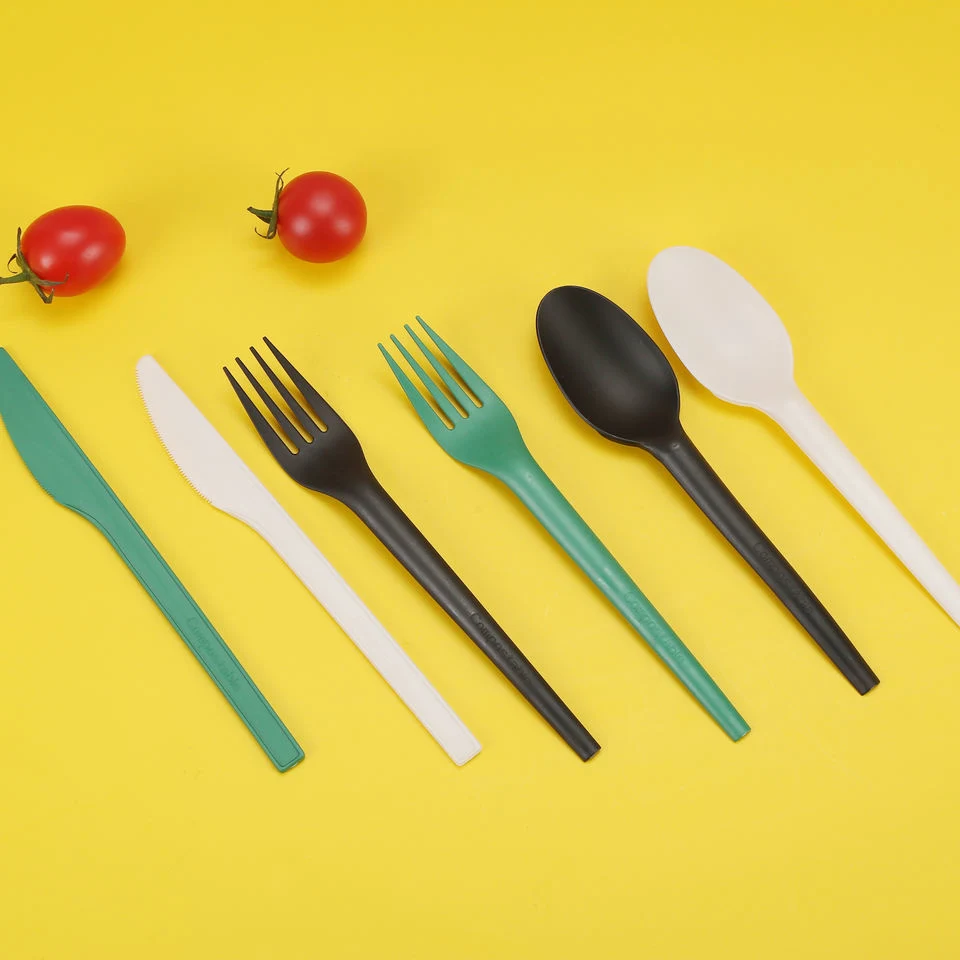 Disposable Restaurant Thickened PLA Plastic Spoon Fork Plastic Cutlery for Food