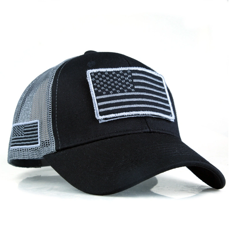 2023 Nuevo algodón de alta calidad Bandera Americana Gorra de béisbol hombres Sombrero de verano malla protector solar sombra bordada Mujer