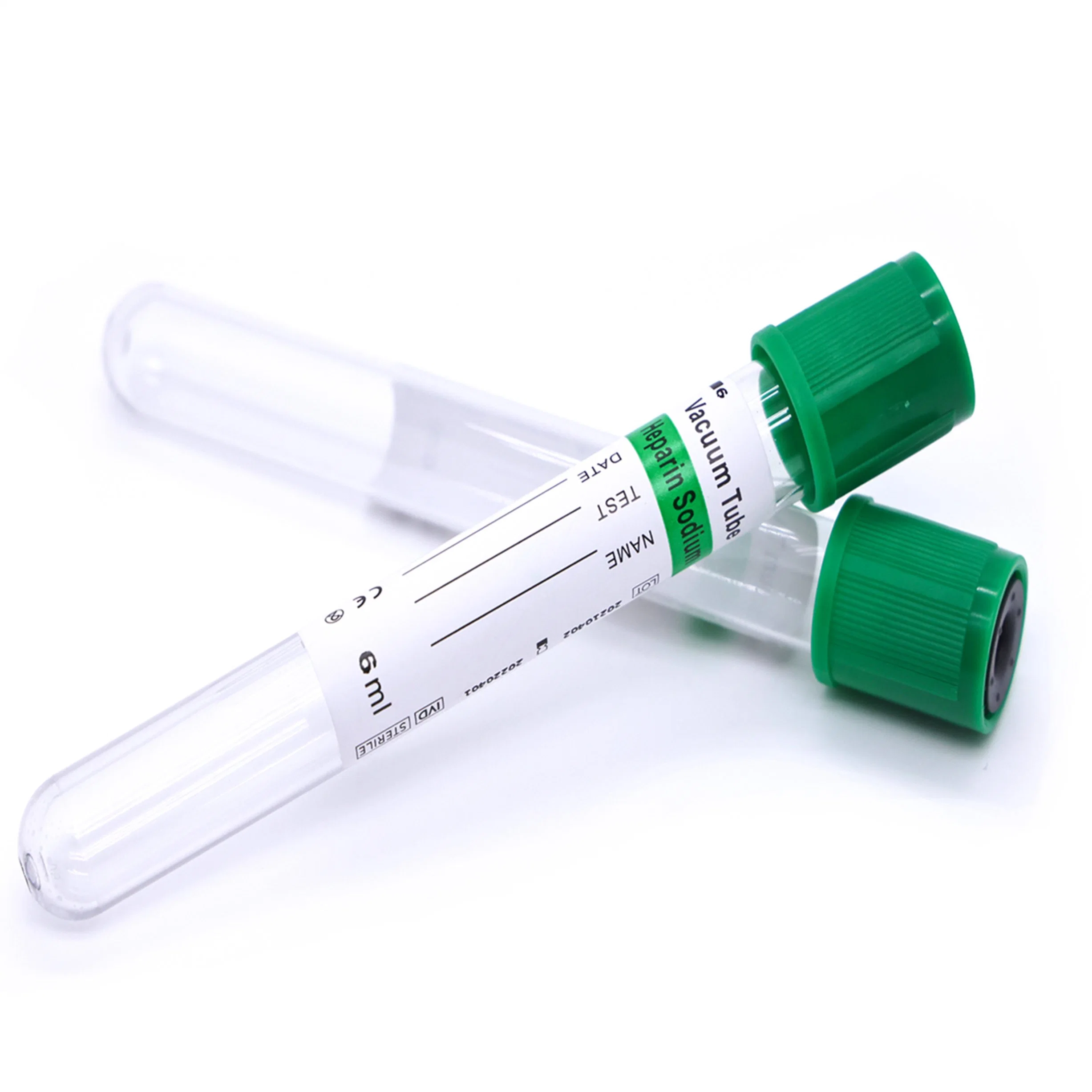 Green Head Lithium Blood Collection Tube Green Heparin Lithium Vacuum Tubo de extracción de sangre