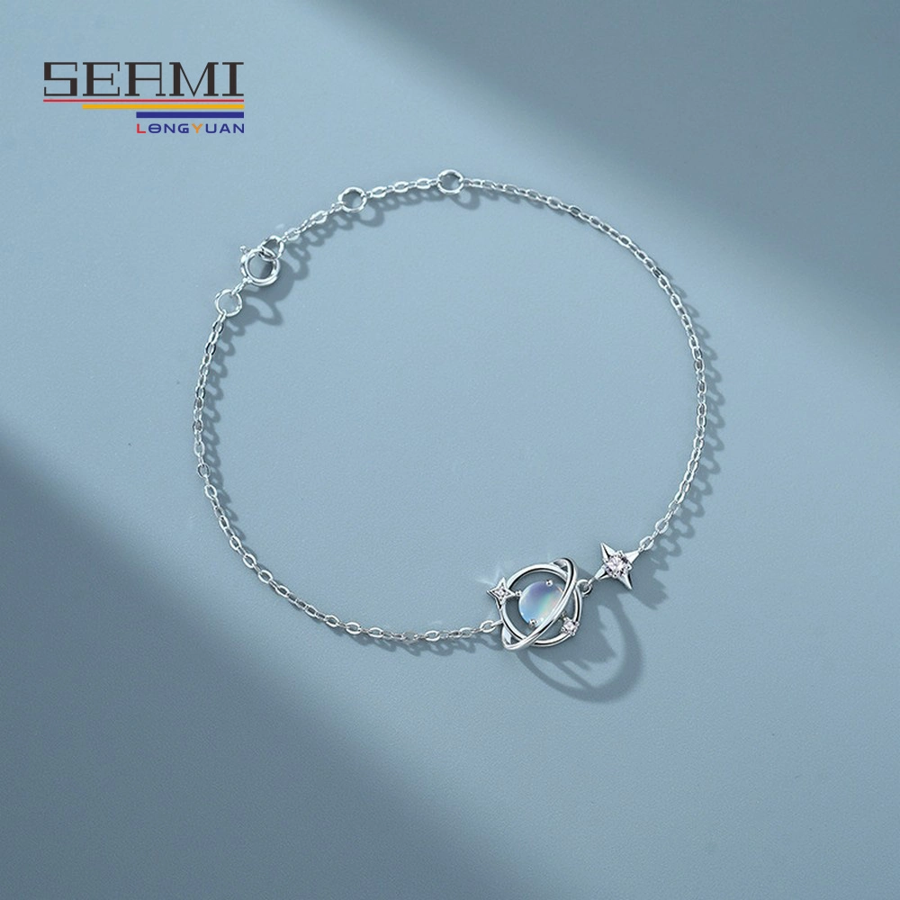 S925 Sterling Silber Mondlicht Stein vielseitige Clavicle Kette Halskette