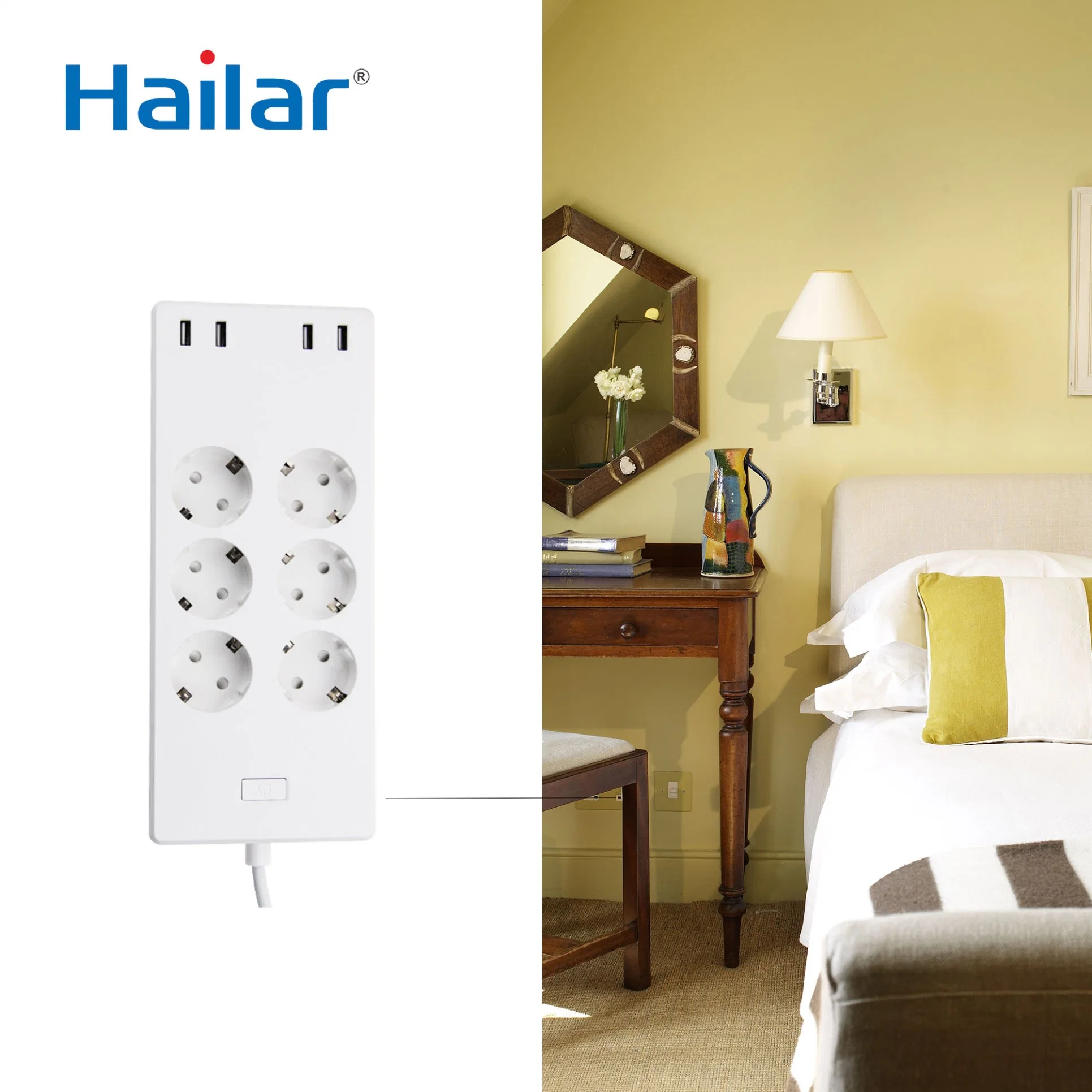 Hailar EU Smart Home Multi Stecker und Buchsen WiFi Power Streifen mit USB-Anschluss