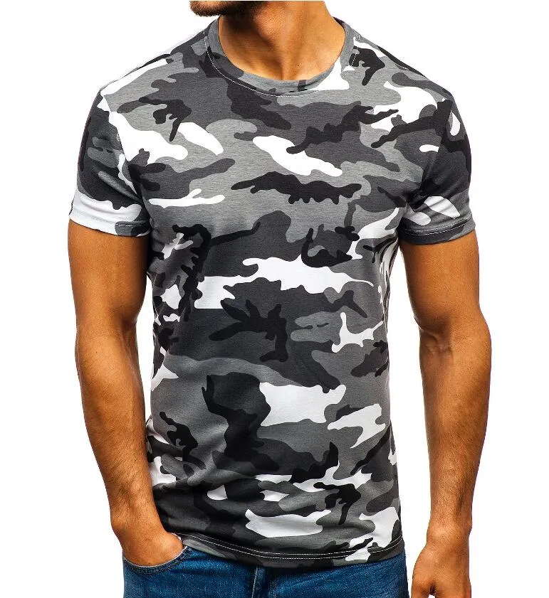 Nouveau design de mode Casual Men's Camo col rond T-shirt en coton de camouflage militaire armée lutte contre la T shirt respirable