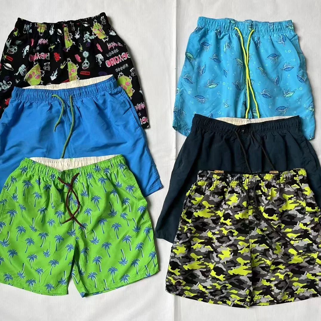 Father and Son Matching Printing Drawing Zipper Pocket Swim Borad Shorts