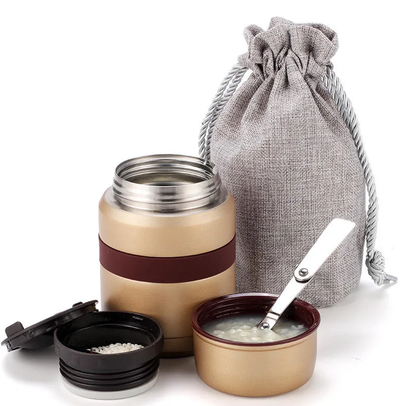 Stainless Steel Double Wall Hot Food Flask Insulated Lunch Box
