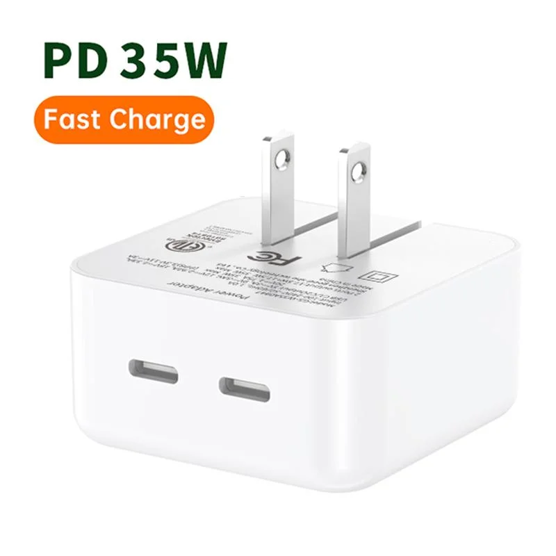 35W PPS Foldable Us Plug Wall Charger 2 USB-C Power Adapter Wholesale 1-1 Original USB C Charger 35W Pd Fast Charge Wall Charger, Quick Charge Power Adapter Plu