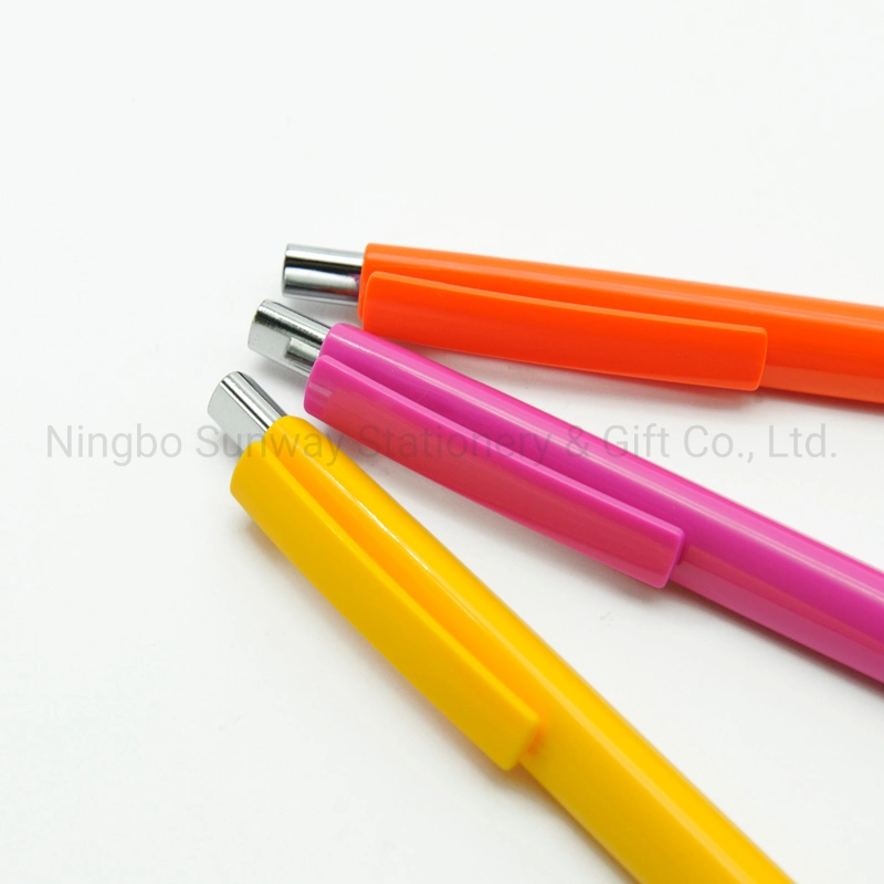 School Supplies Triangle Retractable Advertise Logo Plastic Ball Point Pen